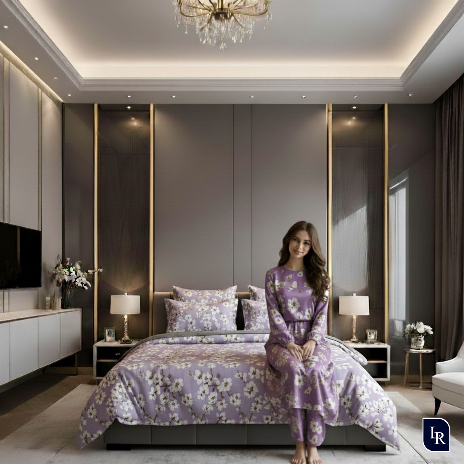 Lavender Bloom Glace Cotton Bedsheet Set With 2 Pillow Covers