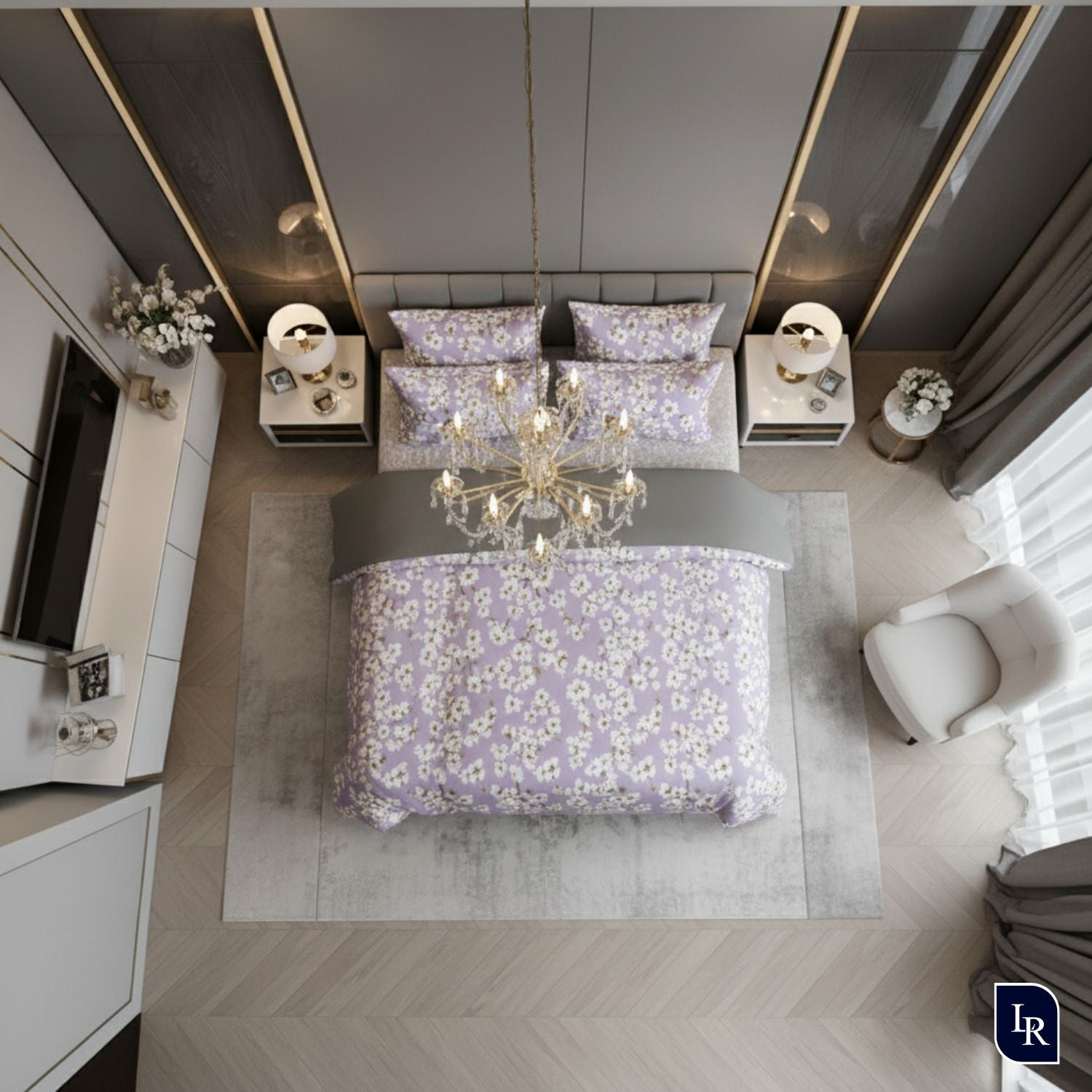 Lavender Bloom Glace Cotton Bedsheet Set With 2 Pillow Covers