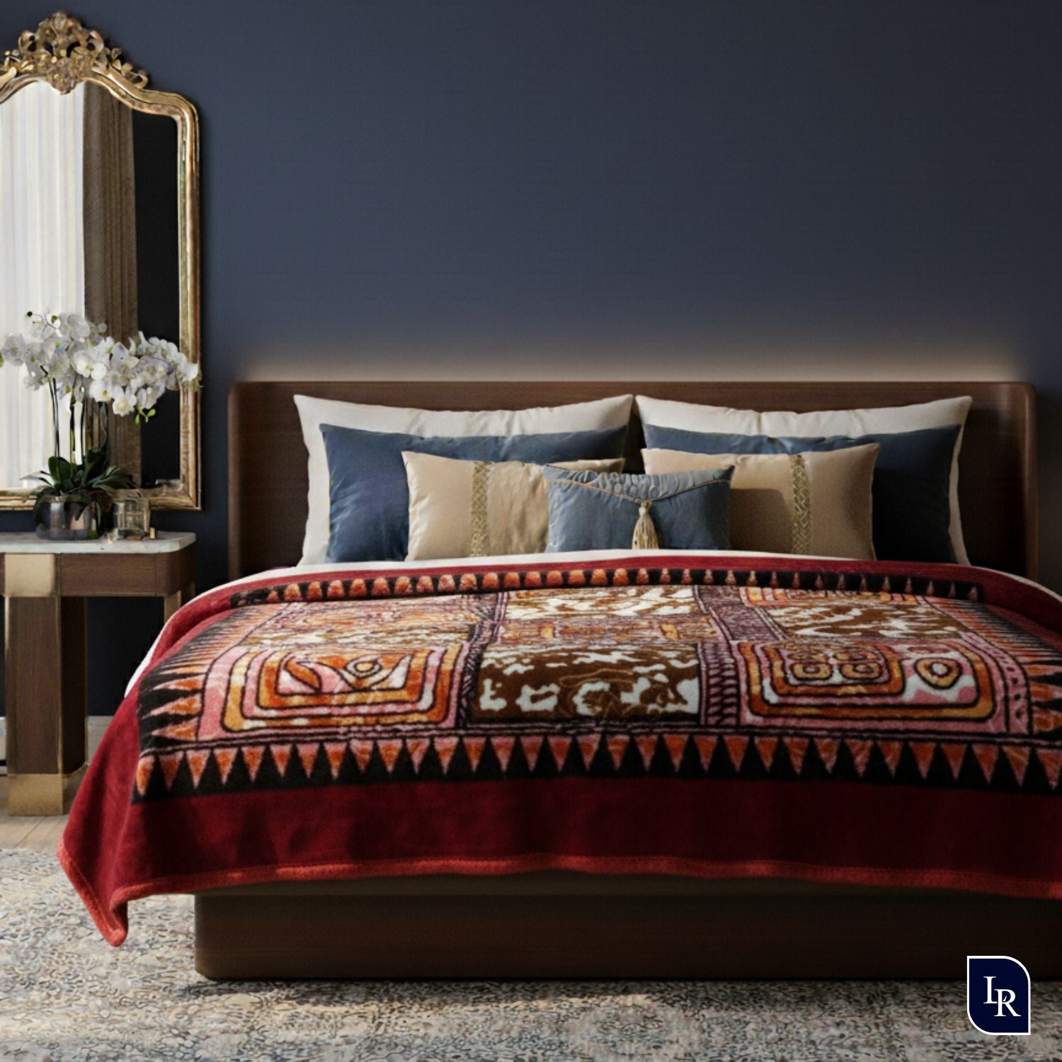 Royal Luxe Velvet Blanket Combo (Set of 2) – Ember Floral & Tribal Edition