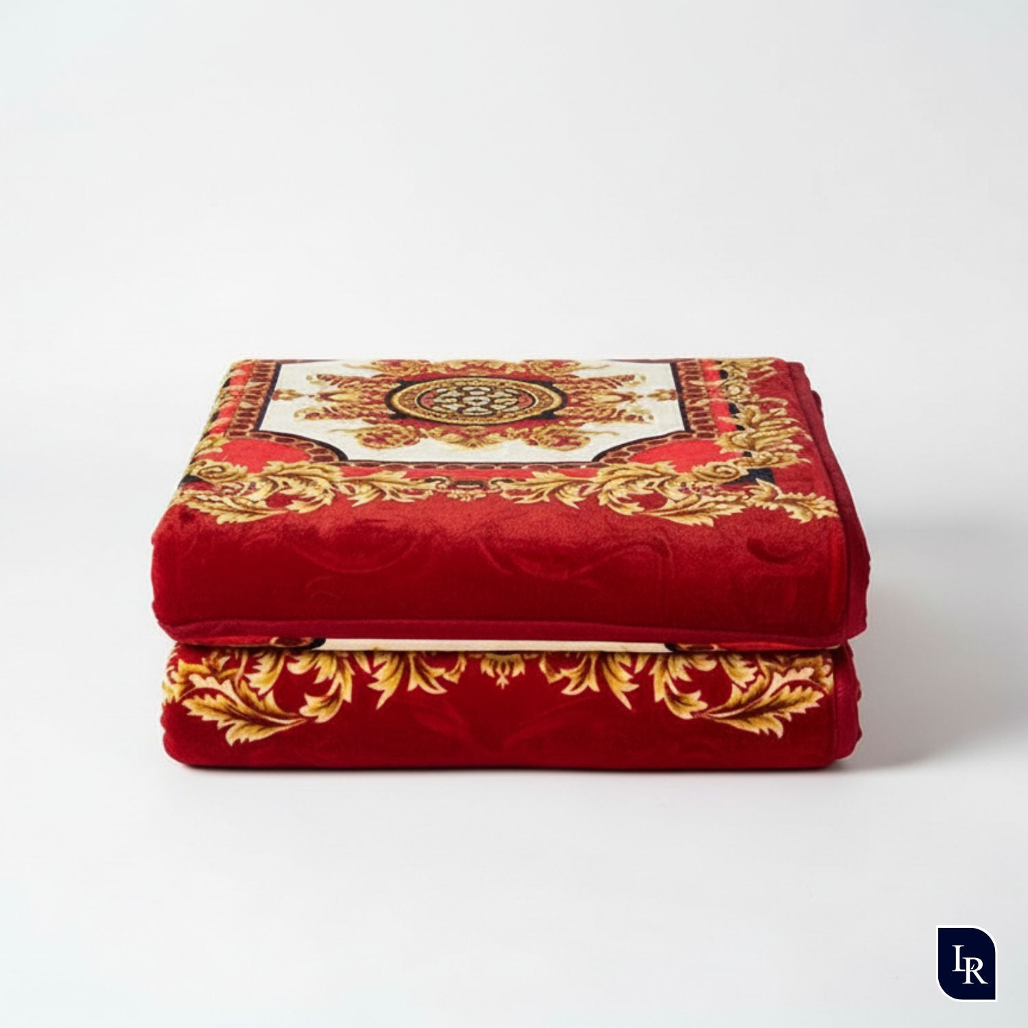 Imperial Golden Velvet Blanket Combo (Set of 2) – Elegance & Ember Floral Edition