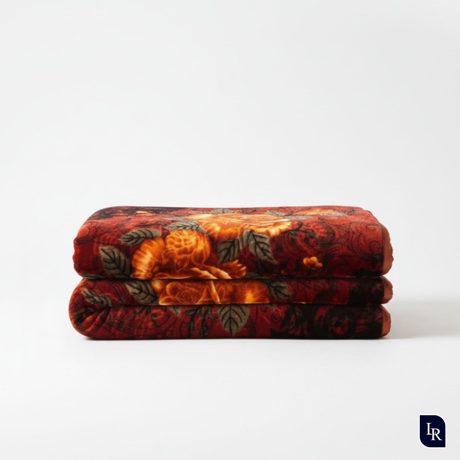 Golden Ember Floral Velvet Blanket