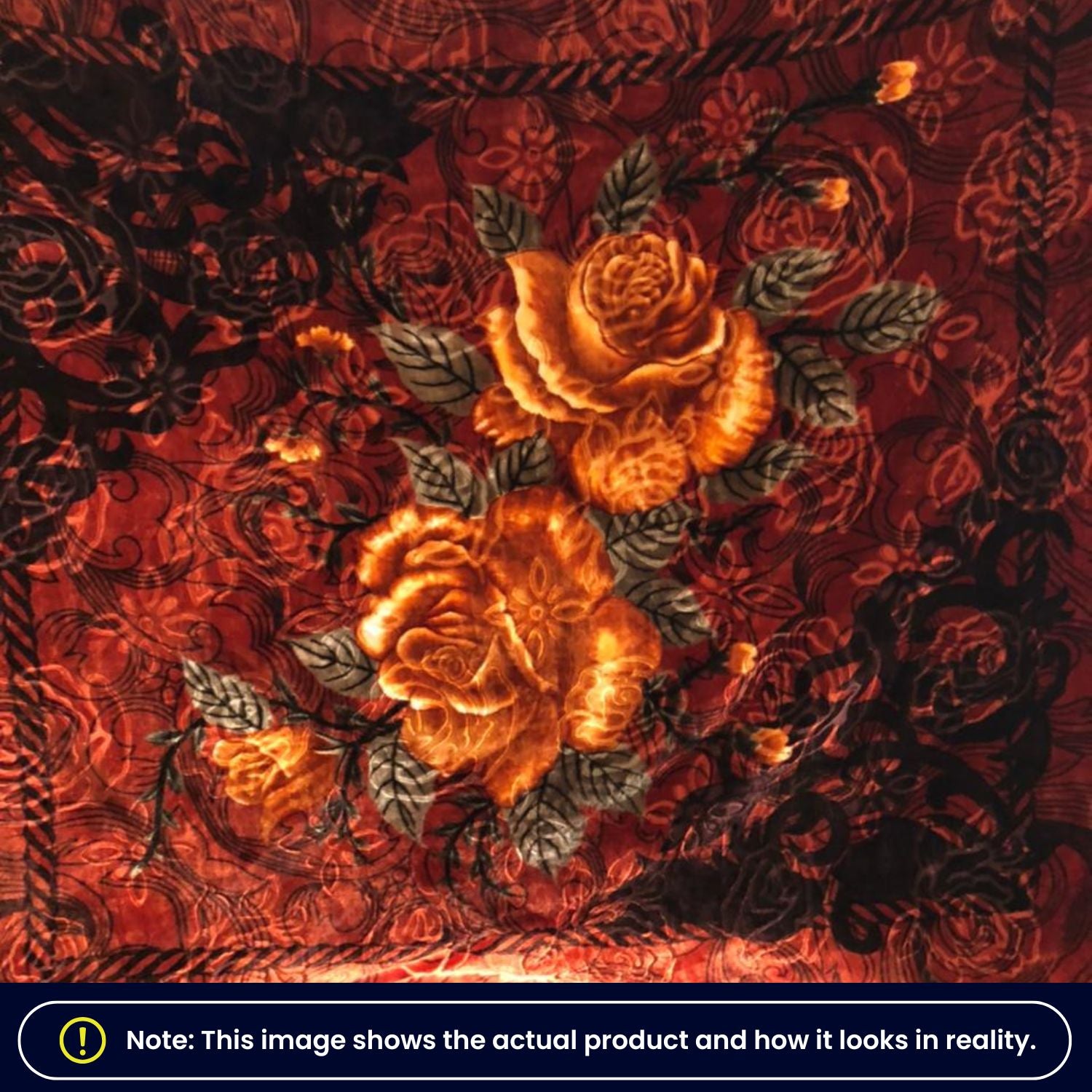 Golden Ember Floral Velvet Blanket