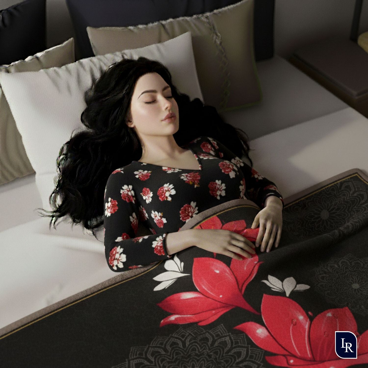 Crimson Noir Floral Mink Blanket