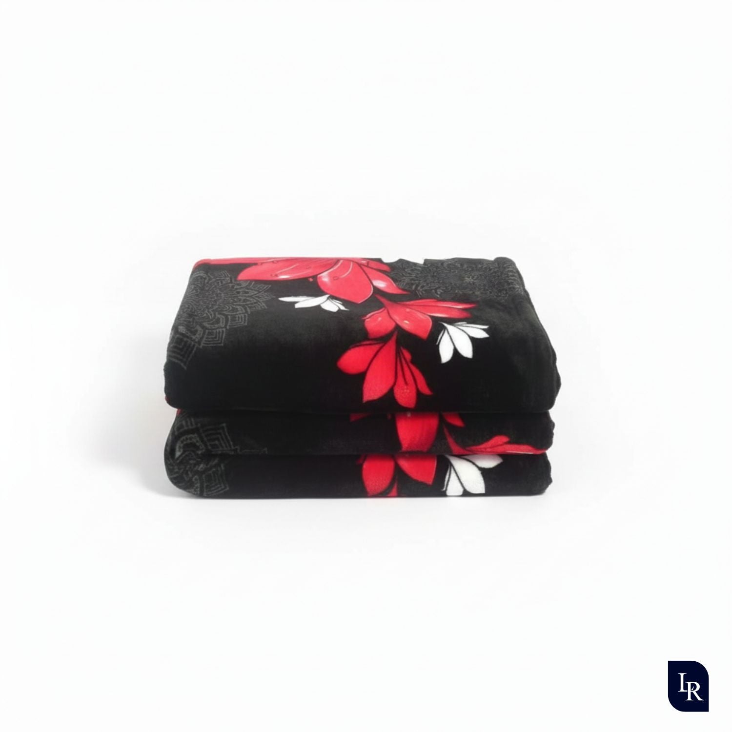 Crimson Noir Floral Mink Blanket