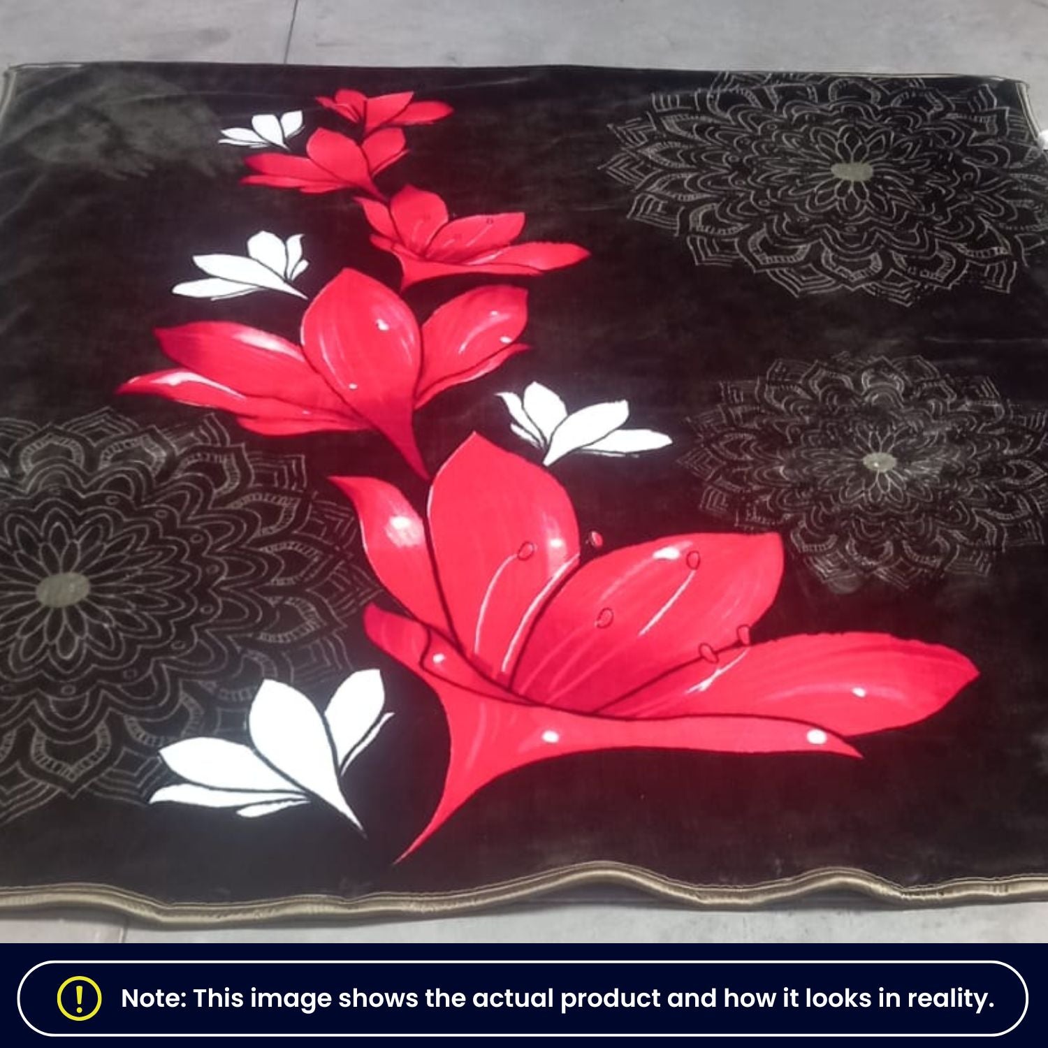 Crimson Noir Floral Mink Blanket