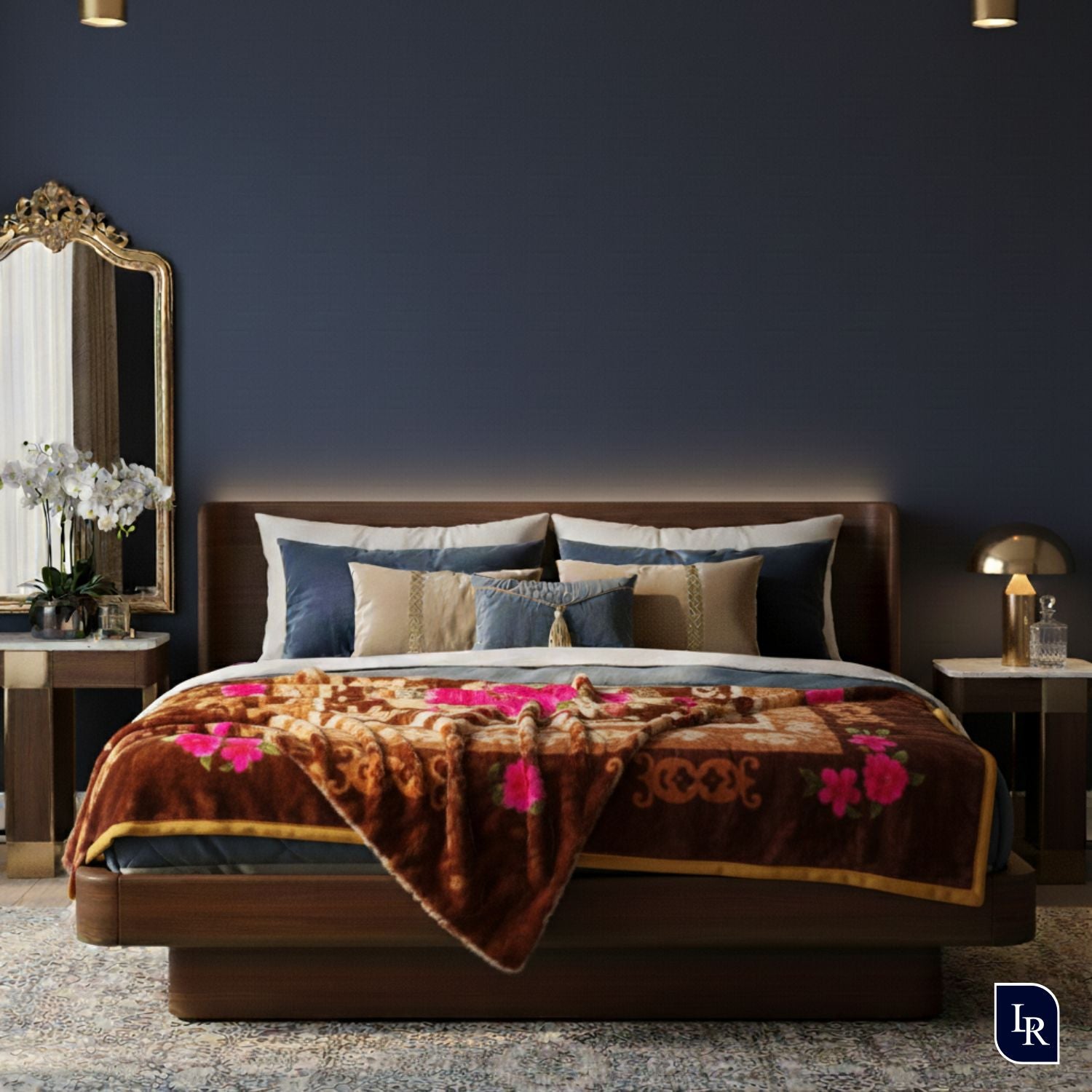 Royal Luxe Velvet Blanket Combo (Set of 2) – Ember Floral & Tribal Edition